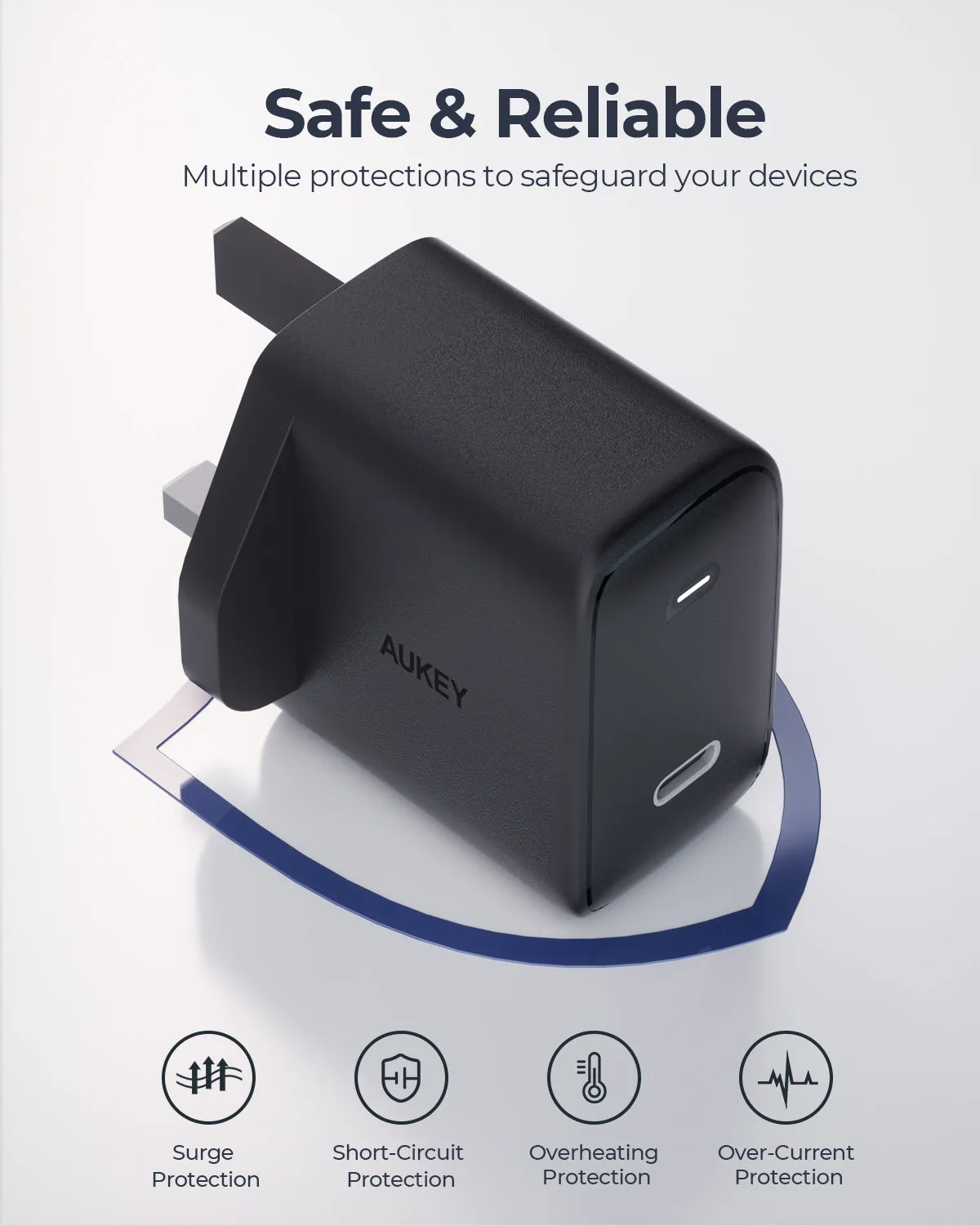 Aukey PA-F4 Swift 45W PD Wall Charger with GaN Power Tech - Supports Samsung Super Fast Charging 2.0