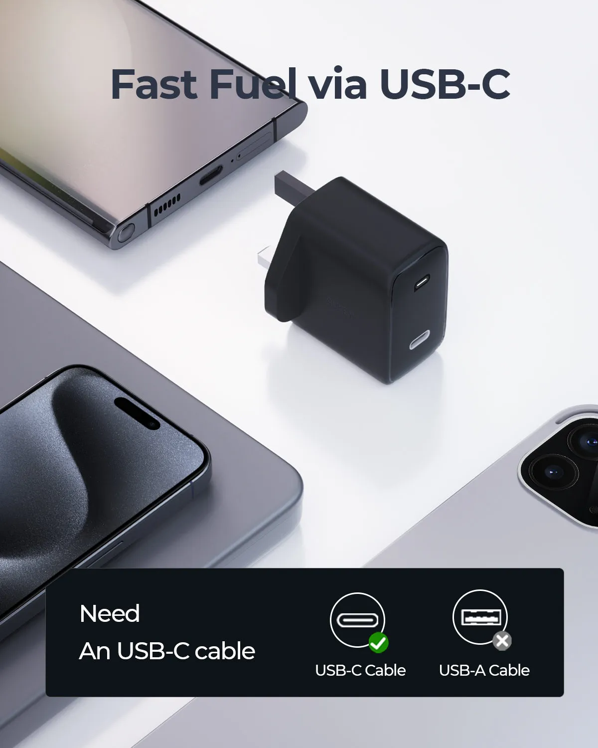Aukey PA-F4 Swift 45W PD Wall Charger with GaN Power Tech - Supports Samsung Super Fast Charging 2.0